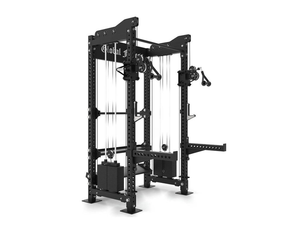 Global Fitness Dual Stack Multi-Functional Trainer with Storage Side Angle
