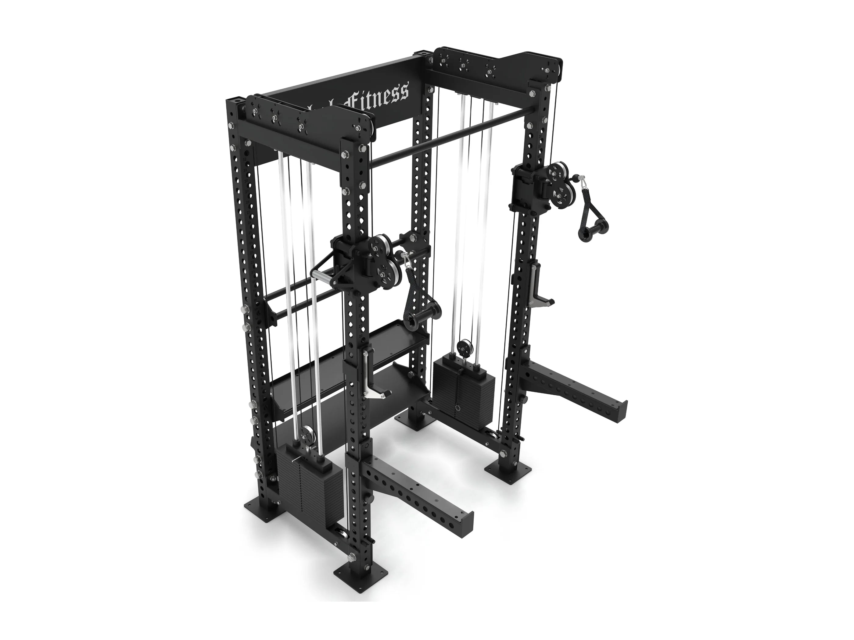 Global Fitness Dual Stack Multi-Functional Trainer with Storage Top Angle