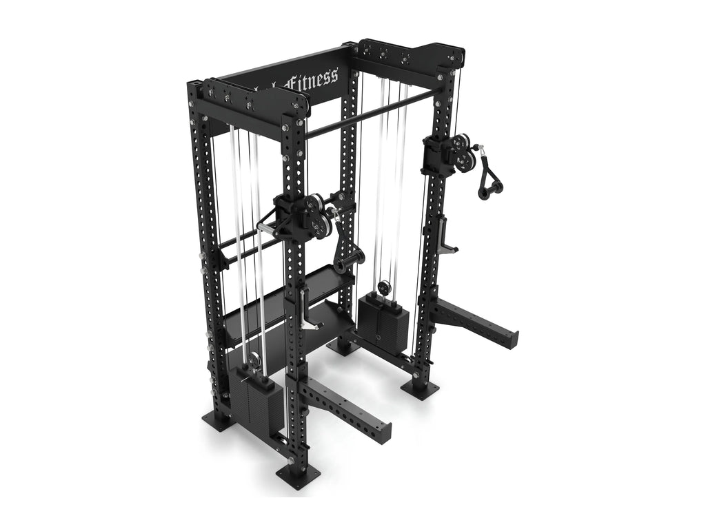 Global Fitness Dual Stack Multi-Functional Trainer with Storage Top Angle