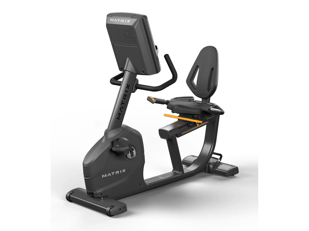 Front Angle of a Used Matrix Endurance Recumbent Bike