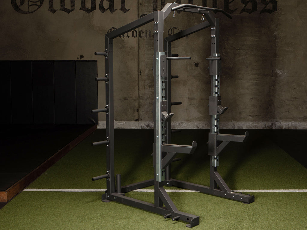Black Sportgear Half Power Rack in the Global Fitness Gym - Left View