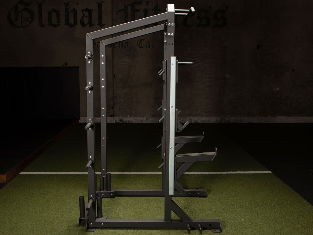 Black Sportgear Half Power Rack in the Global Fitness Gym - Side View
