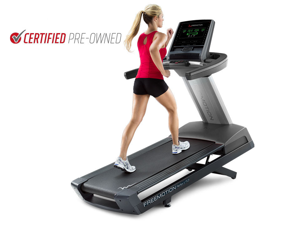 Image of a women on a Certified Pre-Owned FreeMotion T11.3 Reflex Treadmill