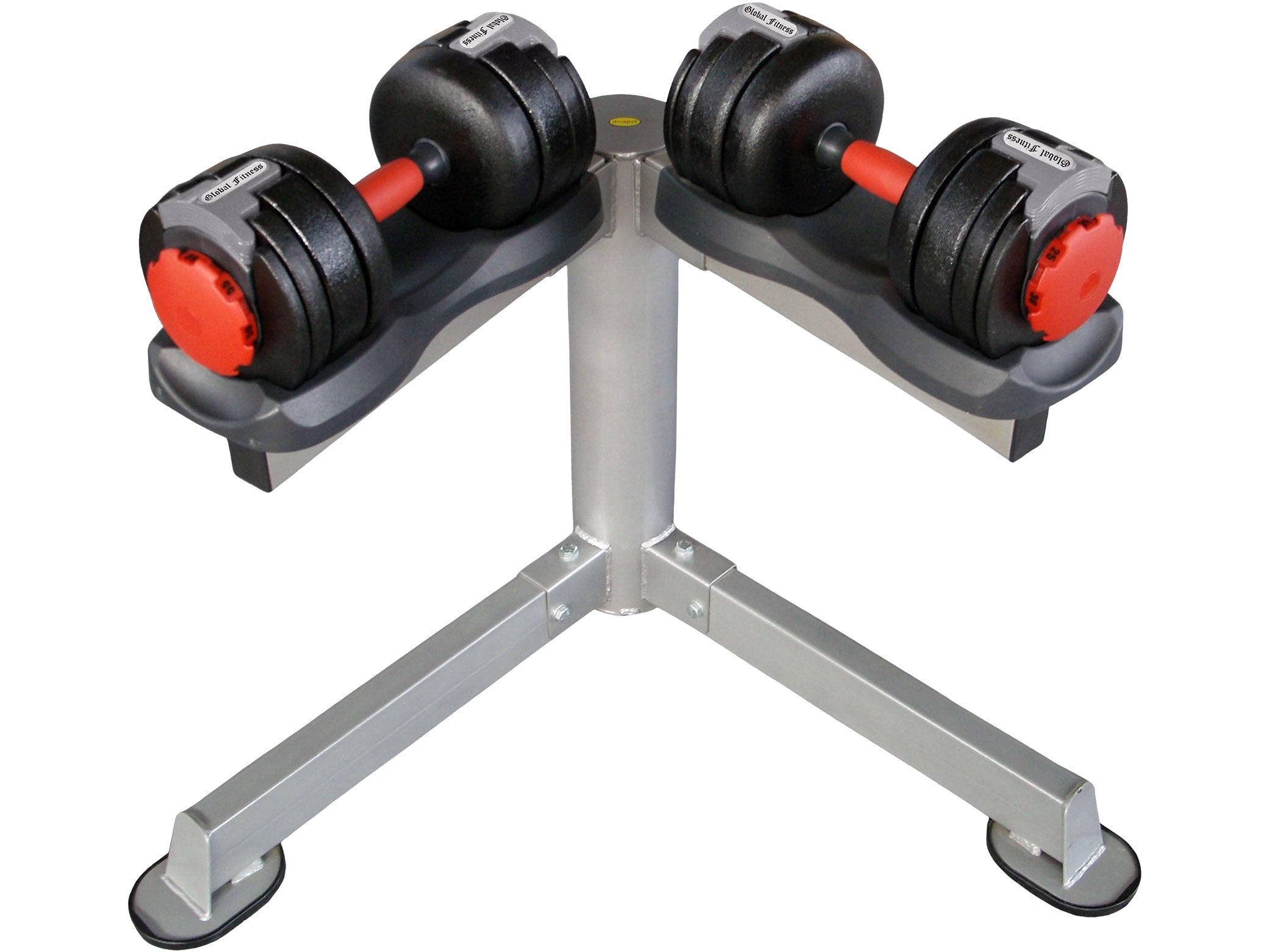 New Global Fitness 60lb Adjustable Dumbbell Pair with Stand.