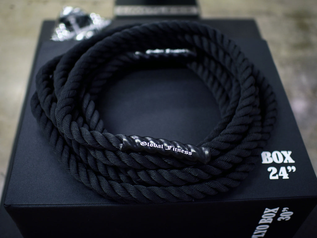 Global Fitness Battle Rope on PLYO Box