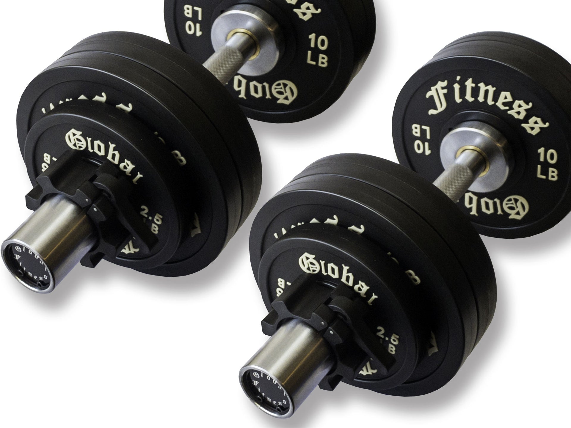 Expandable Global Fitness Pro-Style Urethane Olympic Dumbbell Set