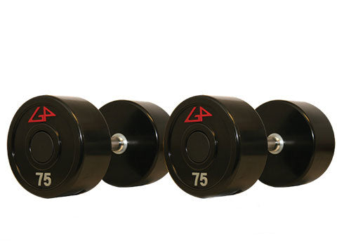Factory photo of a New GP Industries Series 1 Uni Lock Straight Handle Solid Urethane Dumbbell Set 55 100 lbs