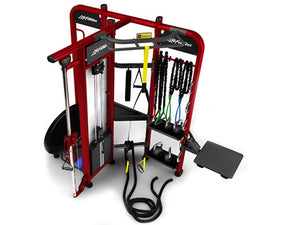 Factory photo of a Refurbished Life Fitness SYNRGY360T Multi user Exercise System with Mix Package and Rebounder