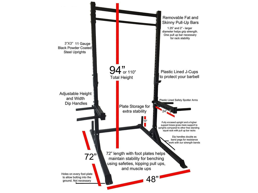 M-Fitness Squat Rack Dims