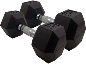 Factory photo of a New Sportgear Rubber Hex Dumbbell Set 5 50 lbs