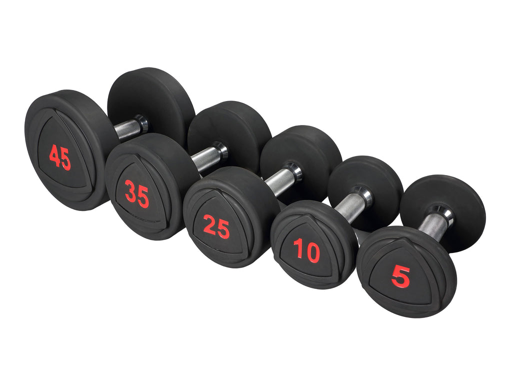 New Sportgear Urethane Round Head Dumbbell Set 5 100 lbs