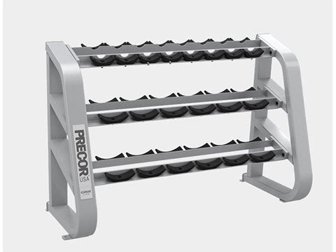 Factory photo of a Used Precor Icarian 3 tier 10 pair Beauty Bell Rack with Saddles