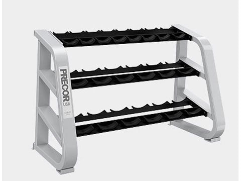 Factory photo of a Used Precor Icarian 3 tier 10 pair Dumbbell Rack
