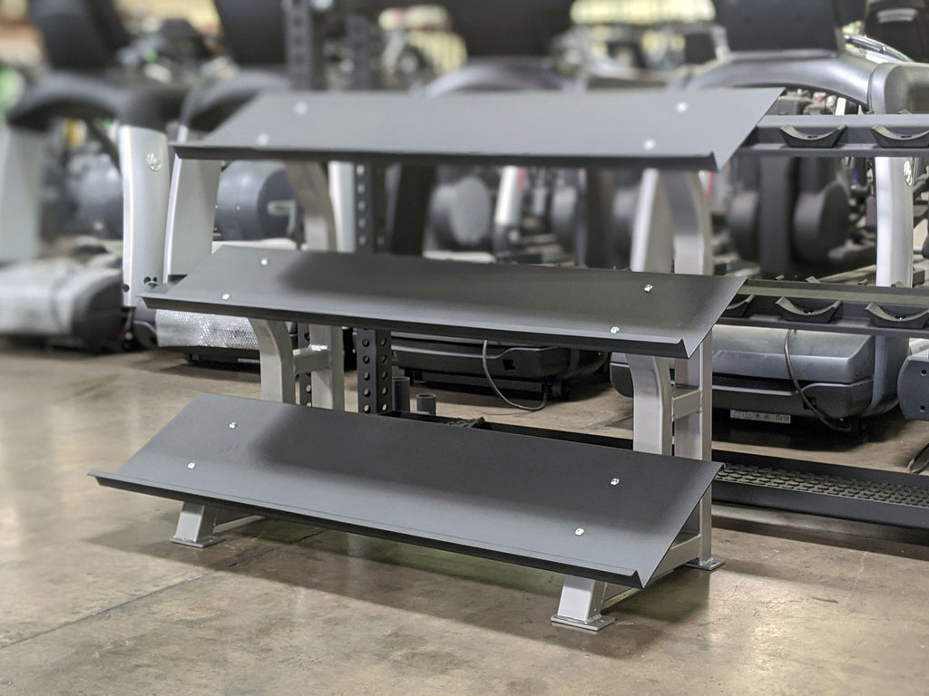 Silver Sportgear 3 Tier Flat Tray Hex Dumbbell Rack - Inventory