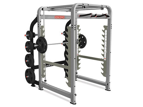 Factory photo of a Used Star Trac Leverage Plate Loaded Max Rack Smith Machine and Power Cage