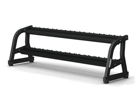 Factory photo of a Used Technogym Pure Strength 2 tier 10 pair Dumbbell Rack with Saddles