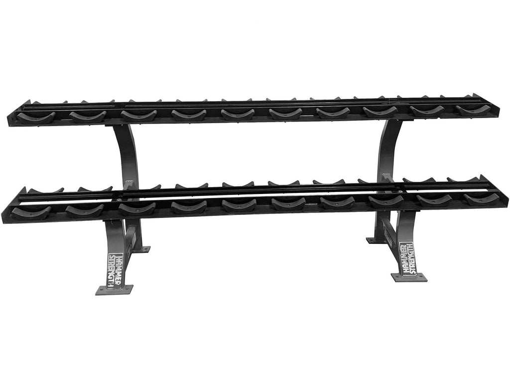 Used Hammer Strength 2 tier 10 pair Dumbbell Rack with Saddles Front